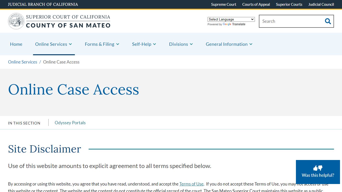 Online Case Access | Superior Court of California | County of San Mateo